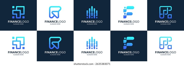 Set of accounting financial logos. Abstract symbol usable for business, investment and payment.