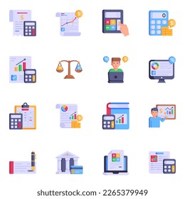 Set of Accounting Flat Icon Vectors 

