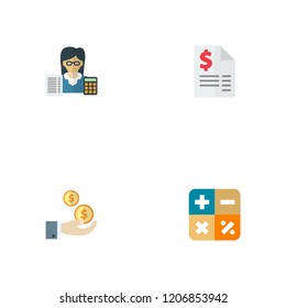 Set of accounting icons flat style symbols with tax, accountant, net income and other icons for your web mobile app logo design.