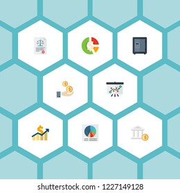 Set of accounting icons flat style symbols with profit, circle chart, account and other icons for your web mobile app logo design.