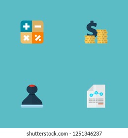Set of accounting icons flat style symbols with expenses, math, stamp and other icons for your web mobile app logo design.
