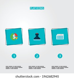 Set of accounting icons flat style symbols with asset, file, stamp and other icons for your web mobile app logo design.