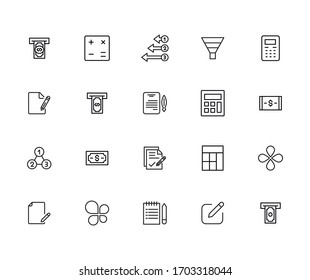 Set of accounting related vector line icons. Premium linear symbols pack. Vector illustration isolated on a white background. Web symbols for web sites and mobile app. Trendy design. 