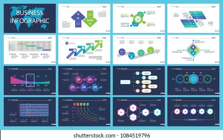 Set of accounting or statistics concept infographic charts. Business diagrams for presentation slide templates. For corporate report, advertising, banner and brochure design.