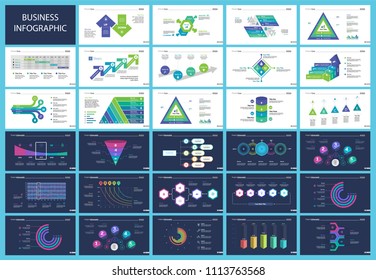 Set of accounting or statistics concept infographic charts. Business diagrams for presentation slide templates. For corporate report, advertising, banner and brochure design.