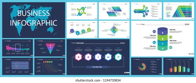 Set of accounting or statistics concept infographic charts. Business diagrams for presentation slide templates. For corporate report, advertising, banner and brochure design.