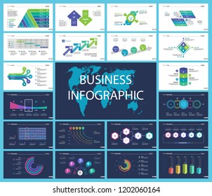 Set of accounting or statistics concept infographic charts. Business diagrams for presentation slide templates. For corporate report, advertising, banner and brochure design.