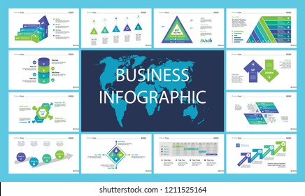 Set of accounting or statistics concept infographic charts. Business diagrams for presentation slide templates. For corporate report, advertising, banner and brochure design.