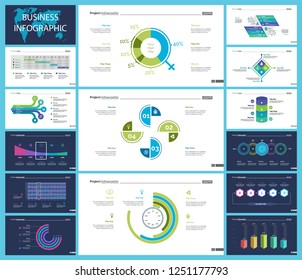 Set of accounting or statistics concept infographic charts. Business diagrams for presentation slide templates. For corporate report, advertising, banner and brochure design.