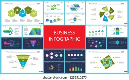 Set of accounting or statistics concept infographic charts. Business diagrams for presentation slide templates. For corporate report, advertising, banner and brochure design.