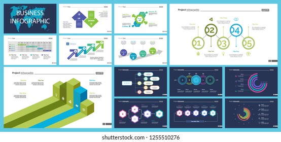 Set of accounting or statistics concept infographic charts. Business diagrams for presentation slide templates. For corporate report, advertising, banner and brochure design.