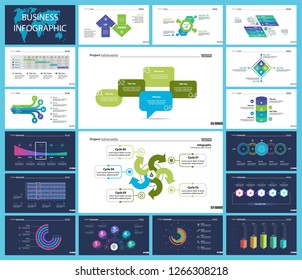 Set of accounting or statistics concept infographic charts. Business diagrams for presentation slide templates. For corporate report, advertising, banner and brochure design.