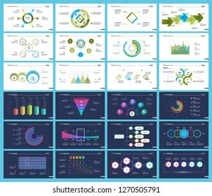 Set of accounting or statistics concept infographic charts. Business diagrams for presentation slide templates. For corporate report, advertising, banner and brochure design.