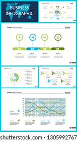 Set of accounting or statistics concept infographic charts. Business diagrams for presentation slide templates. For corporate report, advertising, banner and brochure design.