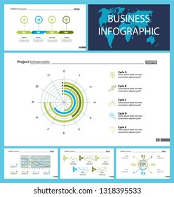 Set of accounting or statistics concept infographic charts. Business diagrams for presentation slide templates. For corporate report, advertising, banner and brochure design.