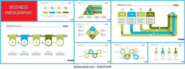 Set of accounting or statistics concept infographic charts. Business diagrams for presentation slide templates. For corporate report, advertising, banner and brochure design.
