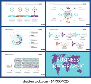 Set of accounting or statistics concept infographic charts. Business diagrams for presentation slide templates. For corporate report, advertising, banner and brochure design.