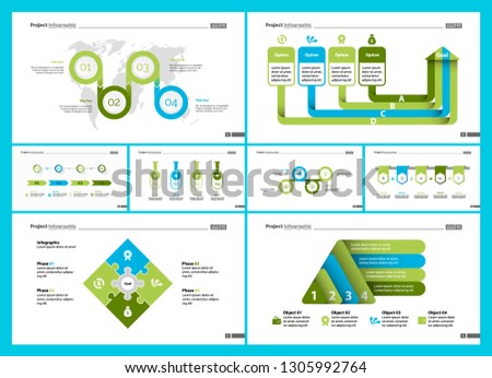 Set of accounting or statistics concept infographic charts. Business diagrams for presentation slide templates. For corporate report, advertising, banner and brochure design.