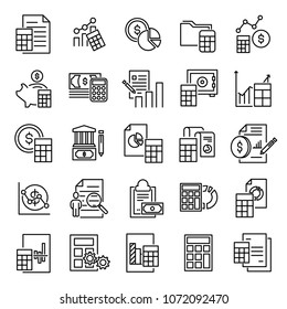 Set of accounting thin line icons. High quality pictograms of finance. Modern outline style icons collection. 