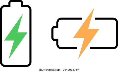 Set of accumulator battery full and half charge icons