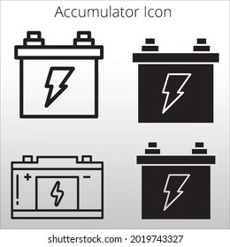 conjunto de iconos del acumulador, línea aislada o logotipo símbolo de signo aislado vector, contorno y estilo de trazo Colección de ilustración vectorial de estilo de color de alta calidad,