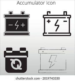 conjunto de iconos del acumulador, línea aislada o logotipo símbolo de signo aislado vector, contorno y estilo de trazo Colección de ilustración vectorial de estilo de color de alta calidad,