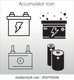set of Accumulator icon,  line isolated or logo isolated sign symbol vector, outline and stroke style Collection of high-quality color style vector illustration,