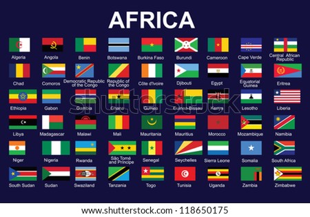 Set Accurate Flags Africa Vector Illustration Stock Vector (Royalty