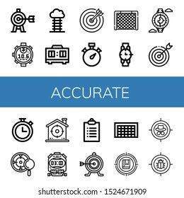 Set of accurate icons. Such as Target, Stopwatch, Goal, Timer, Watch, Chronometer, Goals , accurate icons