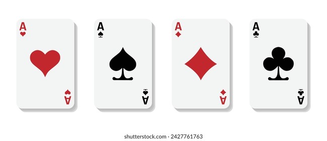Set of Ace card suit isolated on white background. Vector illustration