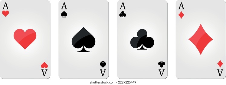 set of Ace card suit on white background.
