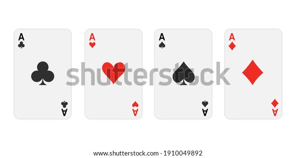 set of Ace card\
suit on white background.