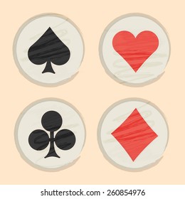 Set of ace card symbols in rounded frame for Casino.