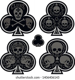 set ace of clubs with skull
