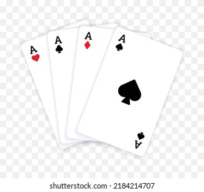 Set of ace playing card game template vector isolated on transparent background.