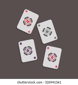 Set of ace playing cards