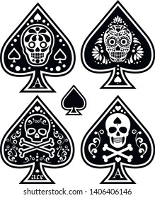 Set Ace Spades Skull Stock Vector (royalty Free) 1406406146 