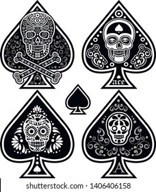 set ace of spades with skull