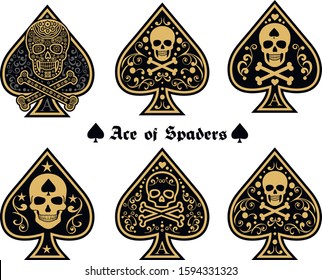 set, ace of spades with skull