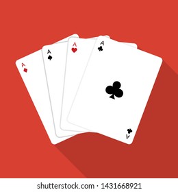 Set of Aces Cards Illustration with Long Shadow