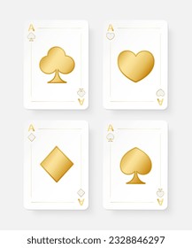 Set of aces with golden suits isolated on a white background. Vector illustration.