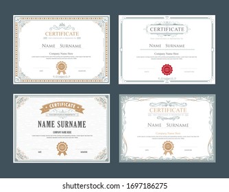 set achievement certificate flourishes elegant vintage vector template