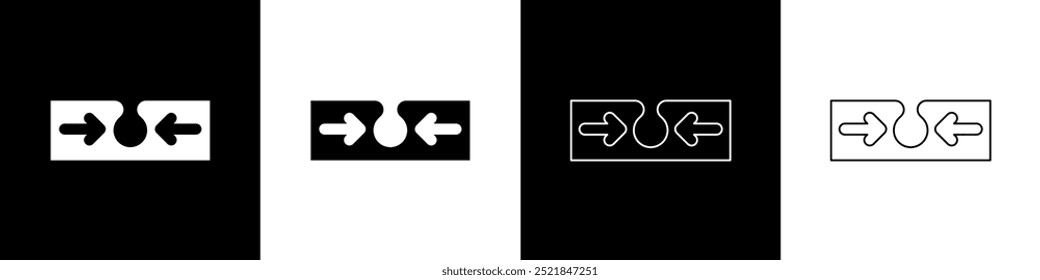 Icono del acné aislado en el fondo blanco y negro. Grano inflamado en la piel. El sebo en el poro obstruido promueve el crecimiento de una bacteria.  Vector