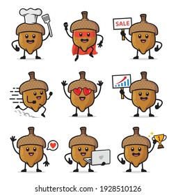 set of acorn character design
