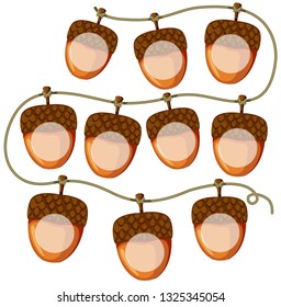conjunto de bellota en ilustración de cadena