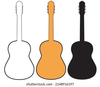 Set of Acoustic guitar isolated on white background. Vector illustration