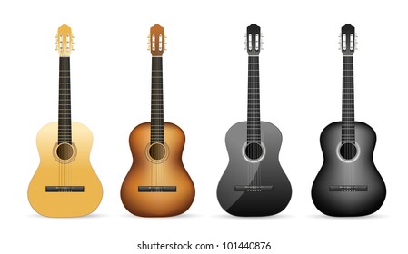 set of acoustic guitars