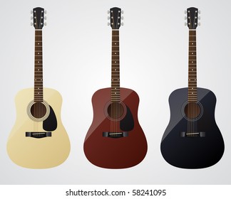 Set of acoustic guitars