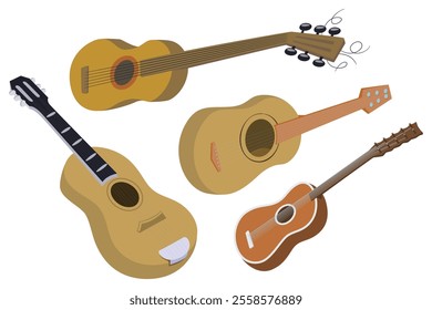 Set of acoustic guitars. Illustration concept template for website, web landing page, banner, presentation, social, poster, promotion or print media.