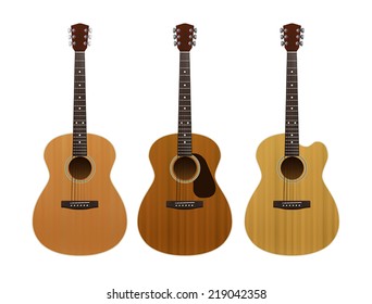 Set of acoustic guitars ( realistic illustration )